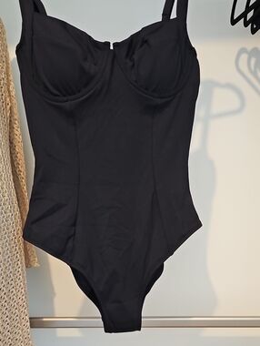Cupshe Black One-Piece Swimsuit with Tie Neck